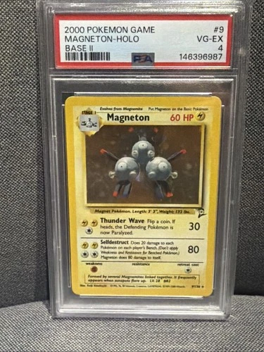 2000 Pokemon Game Magneton 9/130 - Holo - Base 2 Set. PSA 4 VG EX