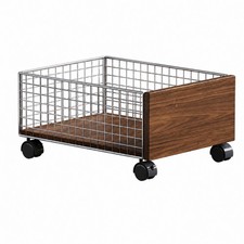 W&auml;schewagen mit Rollen Holzoptik Badezimmer-W&auml;schewagen Metallrahmen