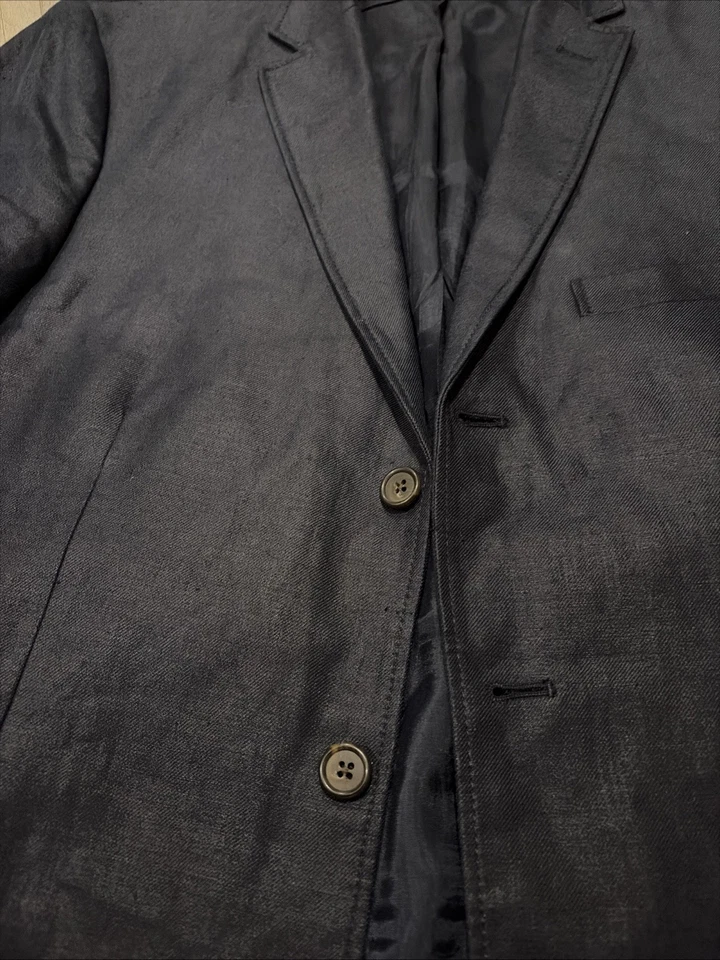 J Crew Mens Navy Blue Cotton Irish Linen Chino Blazer Jacket Sz 42R Sport Coat - Image 3 of 4