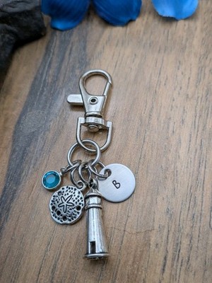 Beach Bag Charm, Lighthouse Purse Charm, Personalized Initial Keychain