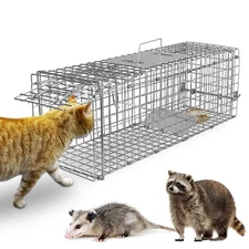 Live Animal Cage Trap 23.5" x 7.7" x 7.2" Collapsible Humane Live Animal Cage...