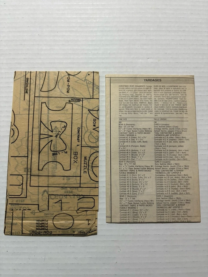 Butterick Sewing Pattern 4604 Christmas Bear Ornaments Uncut - Image 3 of 3