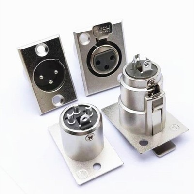 2   3 Pin XLR Male Female Socket Panel Mount Chassis Mic Jack Audio Connector