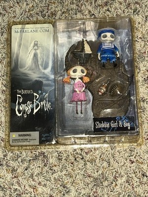 Tim Burton CORPSE BRIDE Skeleton Girl &Boy ACTION FIGURE NIB 2005 McFarlane Rare