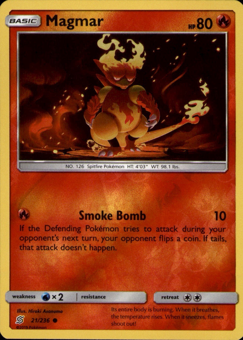 Magmar 21/236 Common Unified Minds Pokemon Reverse Holo Near Mint