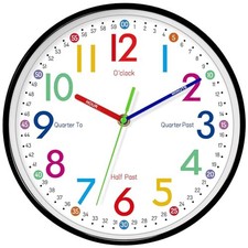 Kids Wall Clock, 10 Inch Small Modern Wall Clocks Battery Operated, Silent Non