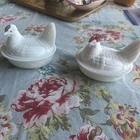 Vintage Milk Glass Chicken Hen on Nest Covered Dish  have 2 of them