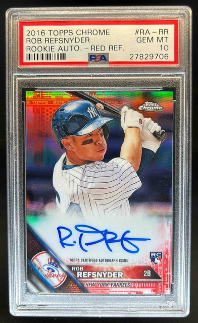 2016 Topps Chrome Rob Refsnyder Rookie Auto RC Red Refractor #4/5 Yankees PSA 10