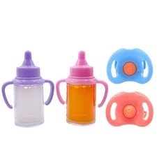  New 2PC Magic Disappearing Doll Bottles (Milk & Juice) + Silicone Pacifiers  