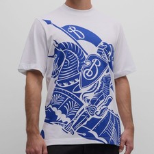 Burberry London Men White Equestrian Knight Device Logo Crew-Neck T-Shirt Sz S