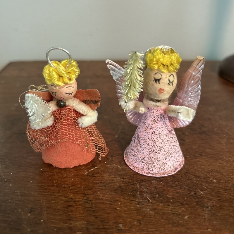 vintage paper Christmas ornament Angels...2 made Japan...3" tall