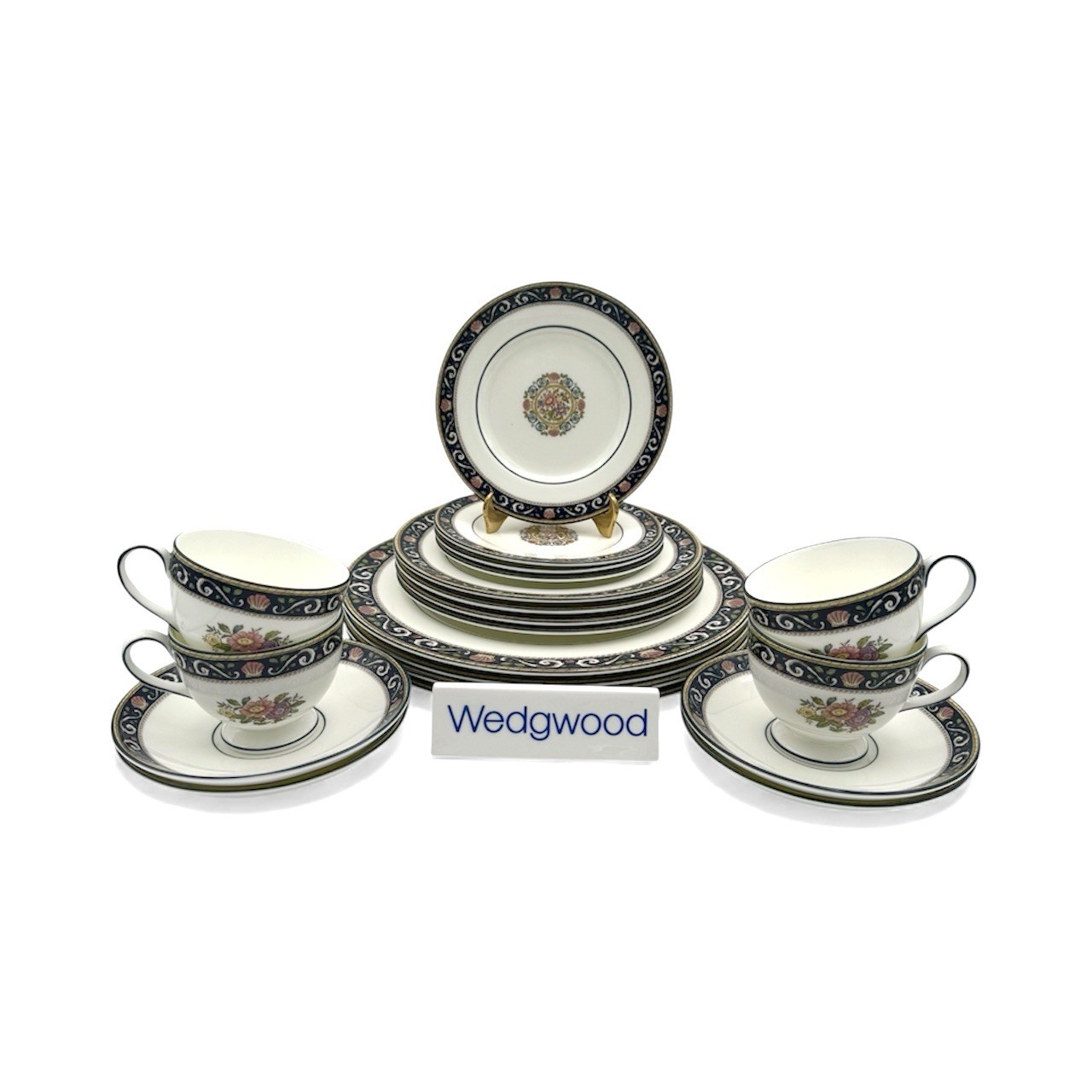 Wedgwood Runnymede Blue - (20pc) 5pc Place Setting, Set of 4