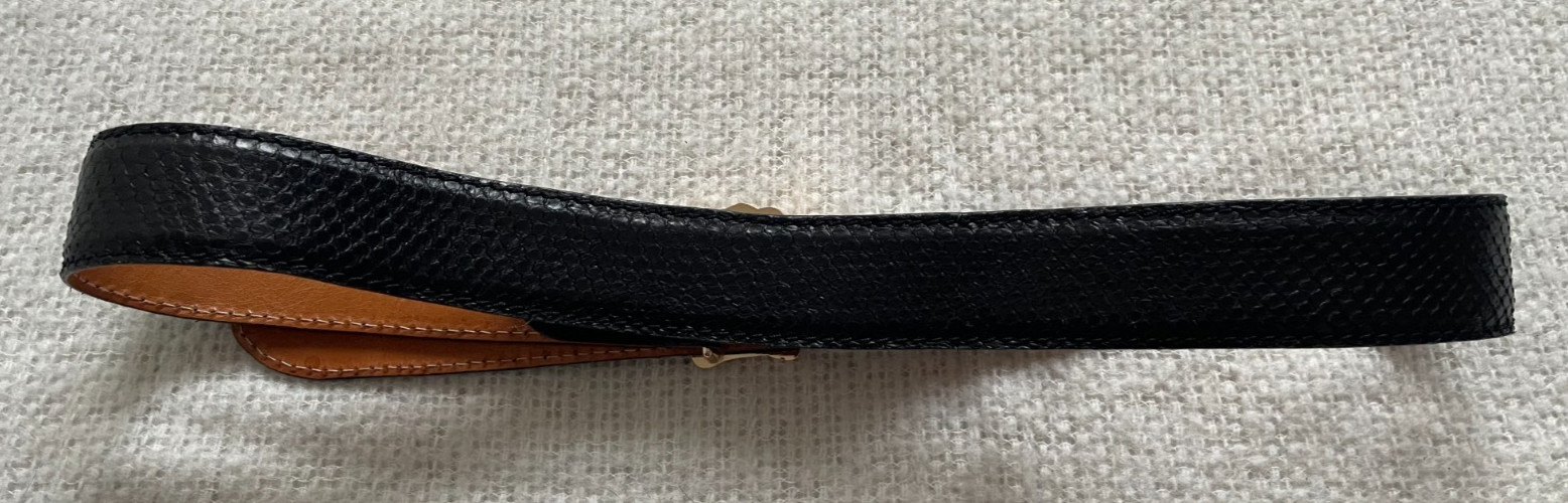 Versace Black Python Leather Belt Size 31 - 35 Ma… - image 2