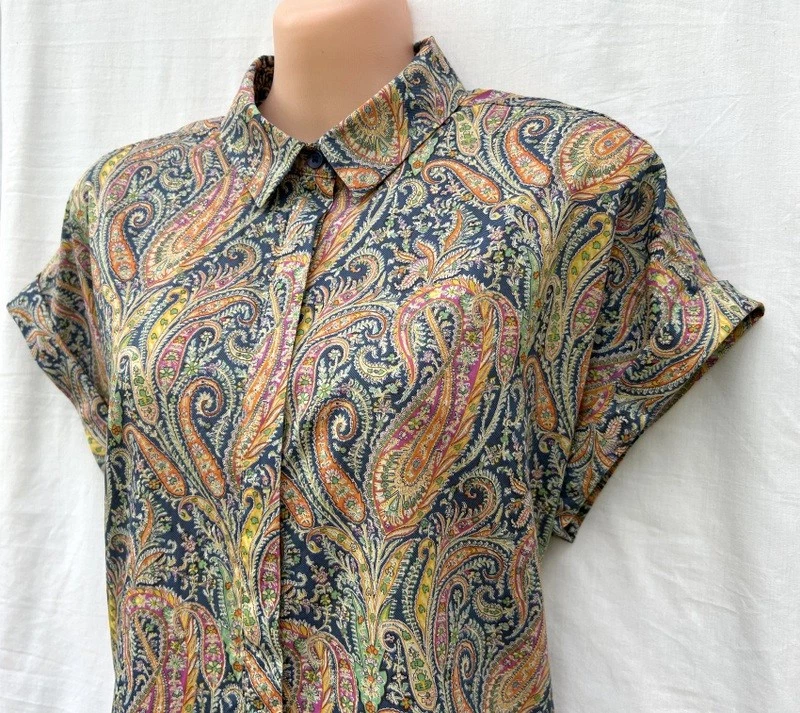 SPORTSCRAFT *Liberty* 100% Cotton Colouful Paisley Button Shirt S/Sleeves sz 12 - image 4 of 4
