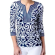 Gretchen Scott Designs Jersey Arabesque Tunic in Navy size S NWT