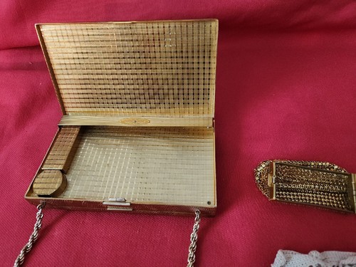 Set portasigarette compatta vintage Evans donna Minaudiere e guanti - Foto 4 di 9