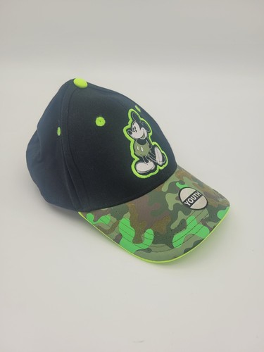 Youth Hat Cap Disney Mickey Mouse Black Lime Camo Adjustable back NICE - Picture 3 of 6