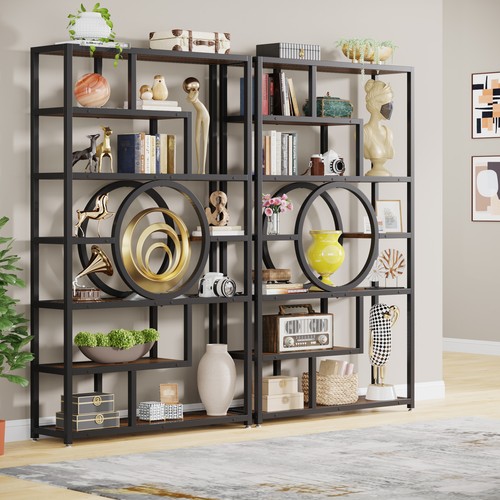 Industrial Bookcase Shelving Etagere Bookshelf Open Storage Shelves Display Rack - Picture 5 of 10