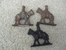 Lot of 3 Vintage Cast Iron Metal Soldier on Horse Figures 2" Tall