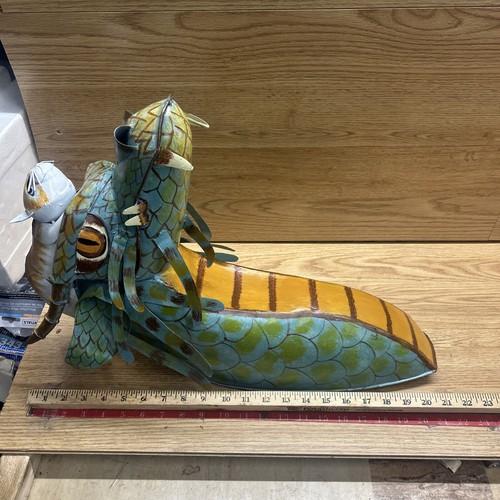 Dragon With Cat 3-D Metal Wall Decor Multi Color Unique Handcrafted India Vtg - Picture 14 of 23