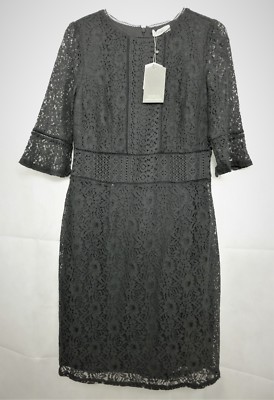 Oasis Oasis Kleid Trittärmel Spitze schwarz Größe M lang UVP 48£ CR091 AA 13