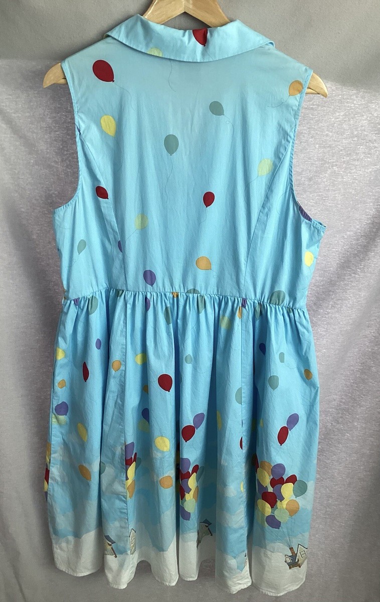 her universe disney pixar retro up blue belted swing dress Her Universe Disney Pixar Retro Movie Up Swing Dress Rare 16