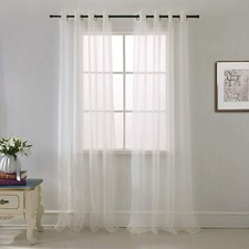 Quality Sheer Voile Window Curtain Panel Grommet Top Solid Color Cara 54x84 1 PC