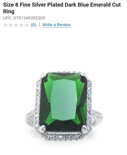 Anello Smeraldo Fine Argento Piatto Cubic Zirconia Misura 7 Costume Gioielli Natale - Foto 17 di 23