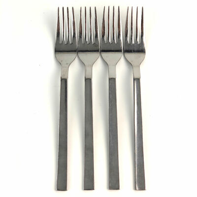 Cambridge Stainless Dinner Fork Clark Mirror Flat Tip Glossy Flatware 4Pc Set