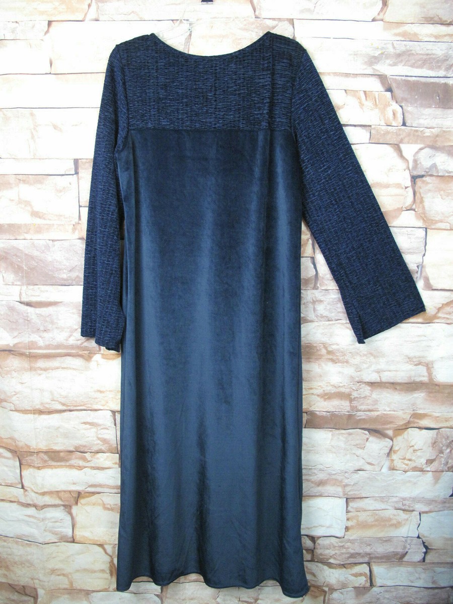 French Maid Velvet Long Sleeve Maxi Dress Navy Blue Size M | eBay