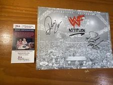 Robert Gibson Ricky Morton Autograph 8x10 WWF Mat JSA Cert Rock N Roll Express