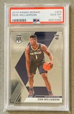 2019-20 Panini Mosaic Basketball NBA #209 Zion Williamson Base Rookie RC PSA 10