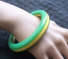 Bruce Pantti signed wide bangle bracelet green stripe design USA