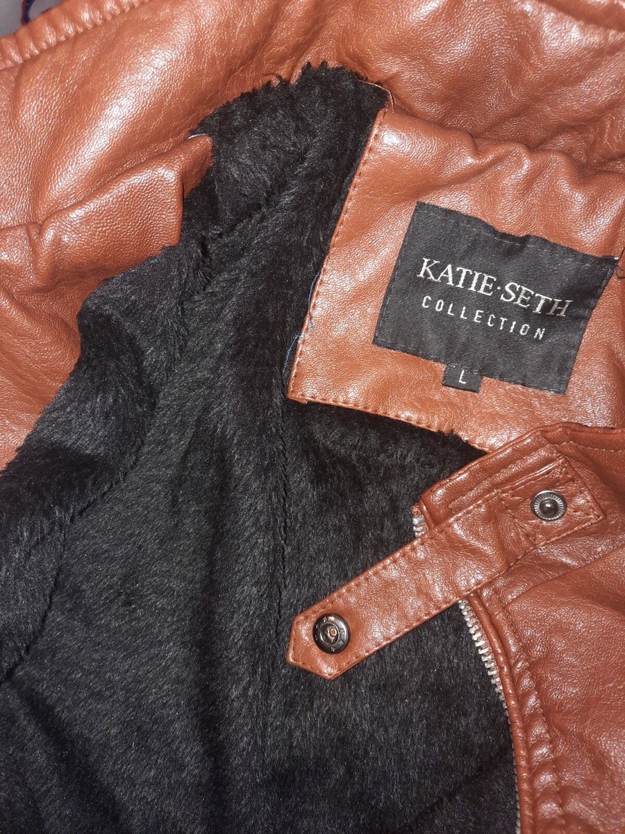 Katie Seth Faux Leather Mens Motorcycle Jacket Large | eBay