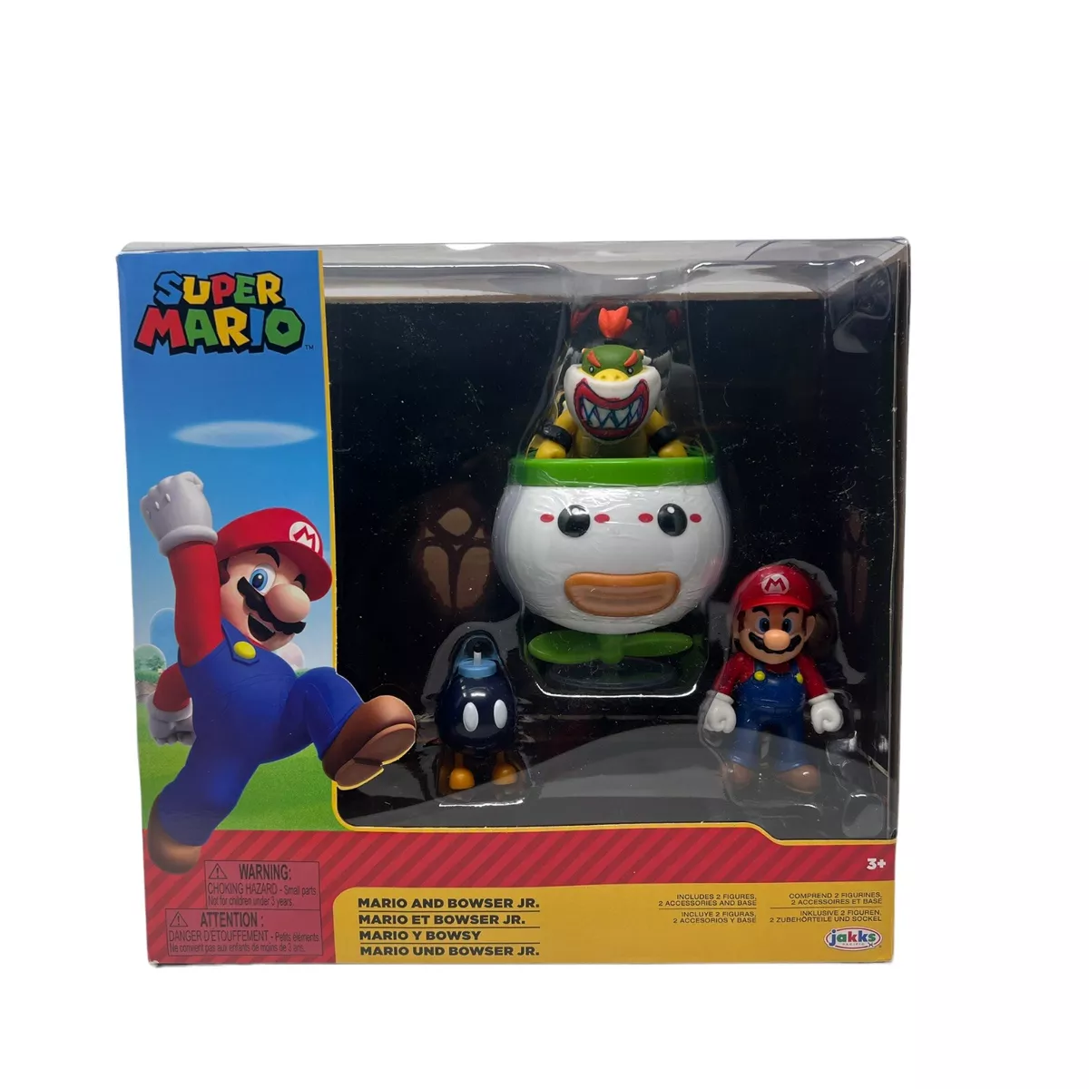 Super MARIO & BOWSER JR. Bob-omb & Clown Car Plastic Figure Set w/ Base 2022