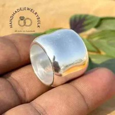 Plain Wide Band Ring 20mm Heavy Wide Dome Band 925 Silver Dome Statement Ring