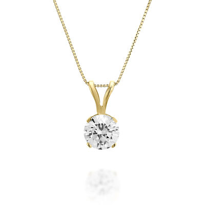 Schillernder Diamant Anhänger 1 CT rund H/VS1 14K Gelbgold