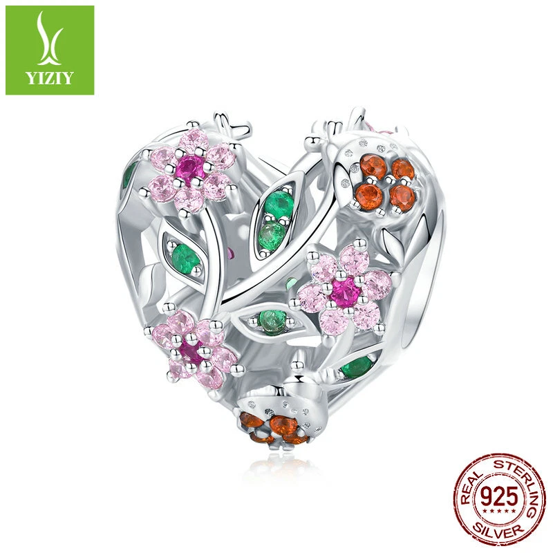VALENTINO Ciondolo Fiore Solio Argento Sterling 925 Zirconia Perline Donna Ragazze Adattamento Bracciali Moda