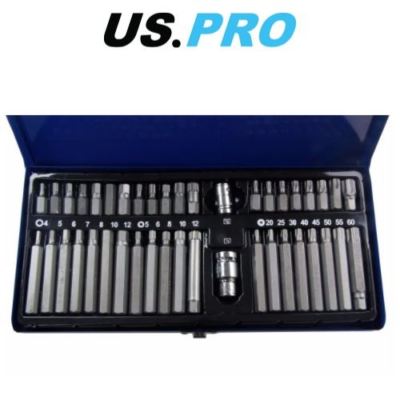 US PRO 42-teiliges Set Sechskant, Inbus, Torx, Stern, Spline Bit Steckschlüssel 3/8'' 1/2'' DR 1486
