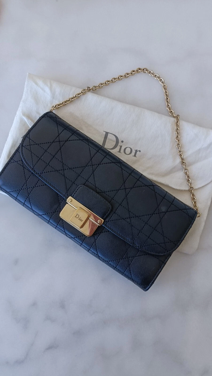 Christian Dior Black Diorling Chain Wallet