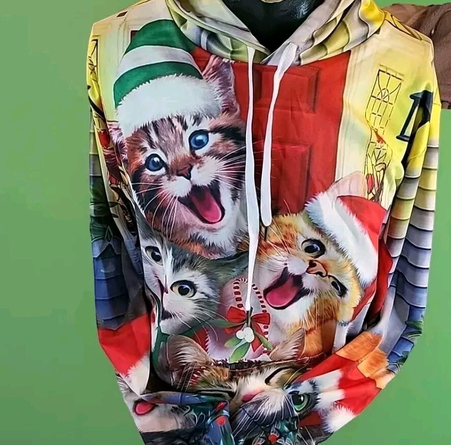 Couple Cute 3D Santa Print Ugly Christmas Kangaroo Pocket