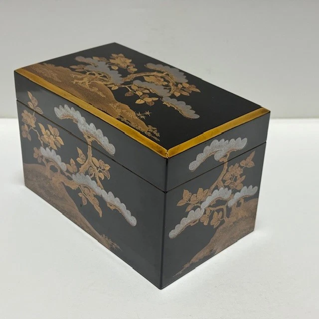 Raro Japonés Ceremonia del Té Antigua Caja de Té Chabako Laca Dorada Makie Foto 4 de 4