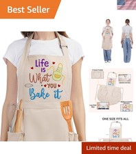 Cute Baking Apron w/Pockets for Women, Baking Gifts for Bakers