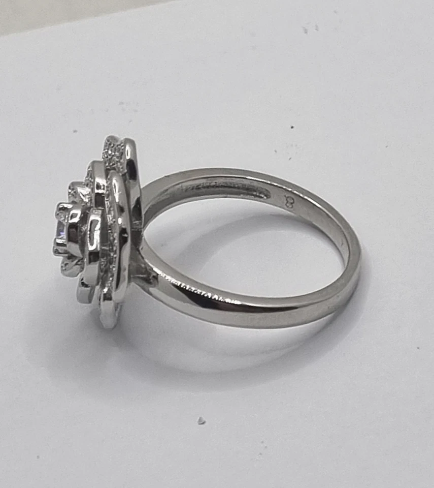 ANELLO DA SERA CON ROSA, anello floreale, anello pavettato - Immagine 3 di 4