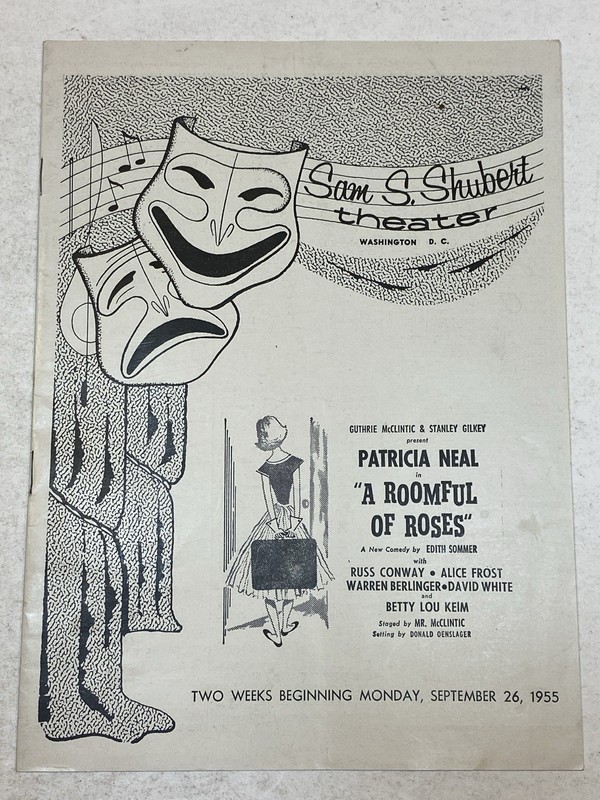 A Roomful of Roses Patricia Neal Play Program Sam Shubert Theater Washington DC