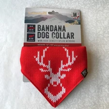 Dog Avalanche Reversible Bandana Dog Collar High Density Nylon Webbing reindeer