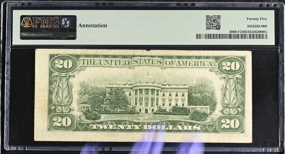 1950A Federal Reserve $20 Dollar PMG Graded FR#2060-F  25  - Image 2 of 2