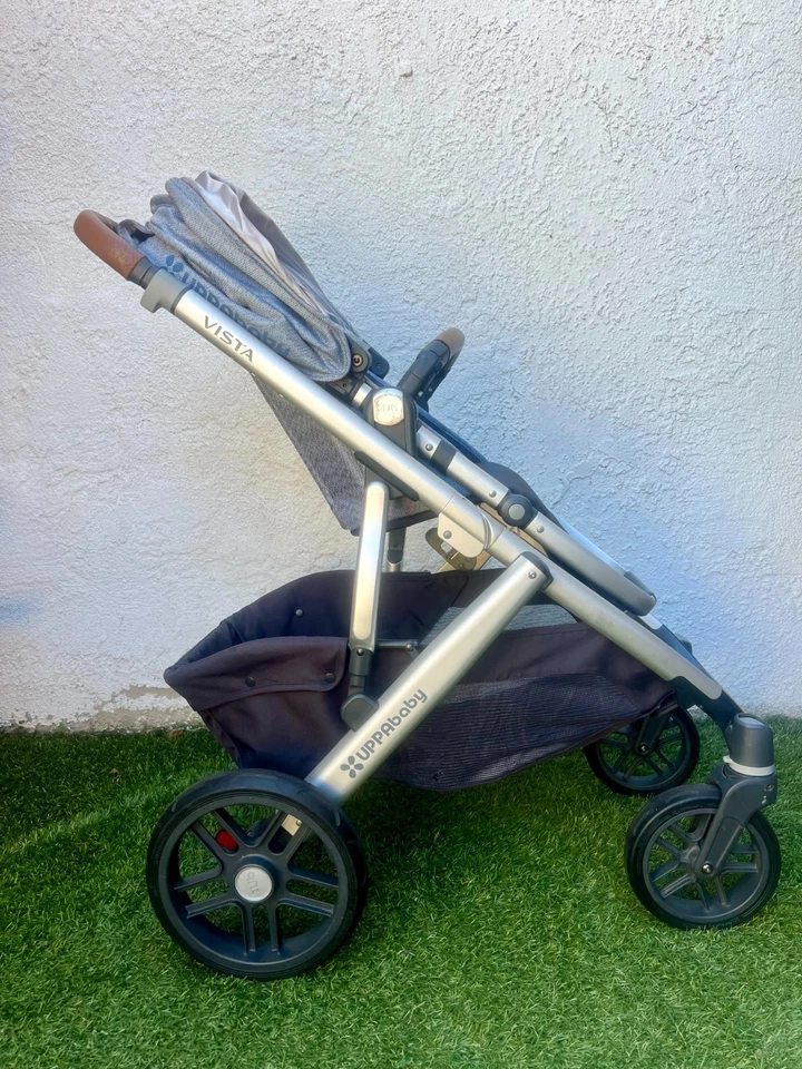 Cochecito UPPAbaby VISTA con moisés 2017 Henry azul jaspeado + cubiertas para lluvia e insectos Foto 3 de 4