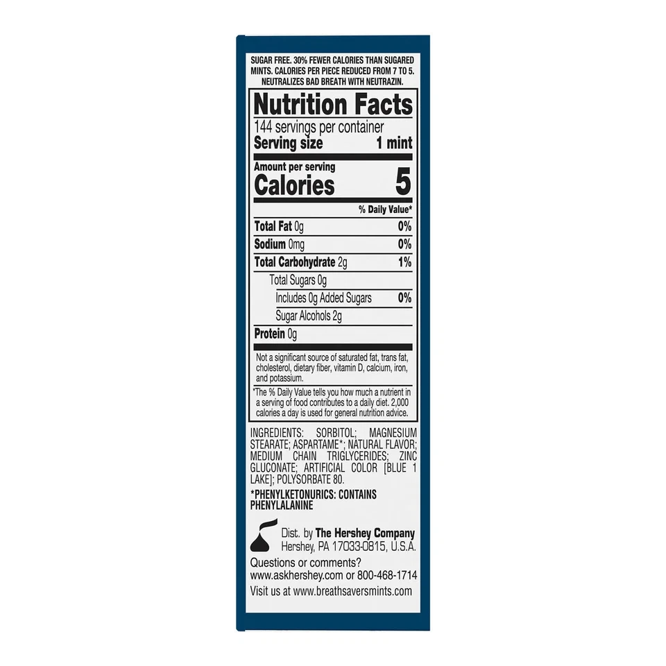BREATH SAVERS rolos de hortelã-pimenta sem açúcar, 0,75 oz (24 unidades) - Imagem 3 de 4
