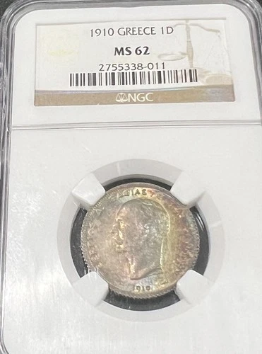 1910 Greece 1 Drachma NGC MS 62